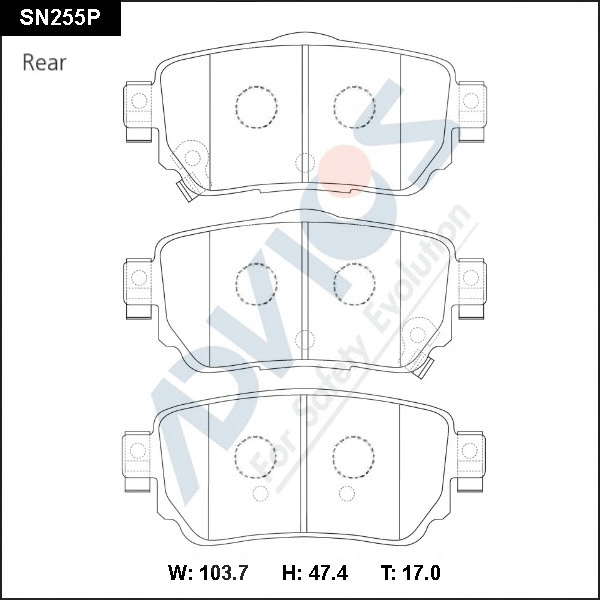 SN255P ADVICS Комплект тормозных колодок, дисковый тормоз (фото 1)