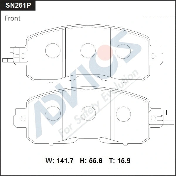 SN261P ADVICS Комплект тормозных колодок, дисковый тормоз (фото 1)