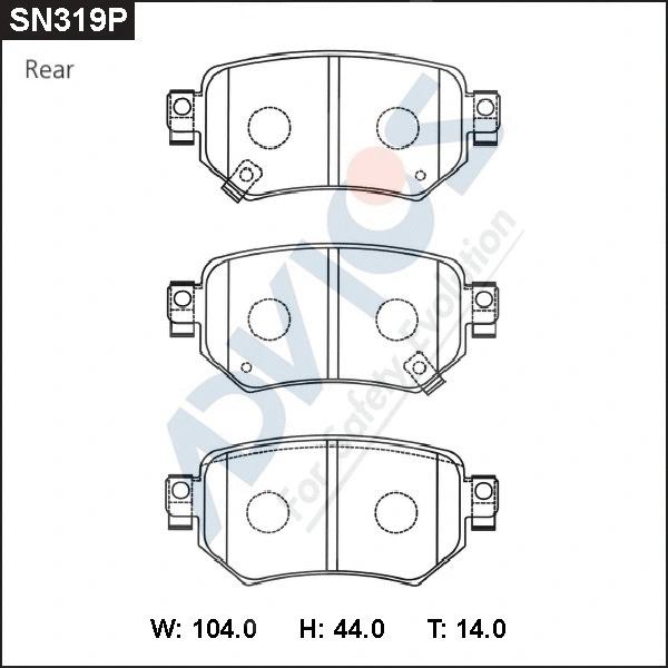 SN319P ADVICS Комплект тормозных колодок, дисковый тормоз (фото 1)