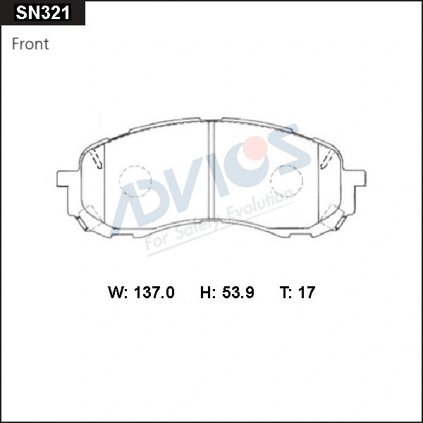 SN321 ADVICS Комплект тормозных колодок, дисковый тормоз (фото 1)