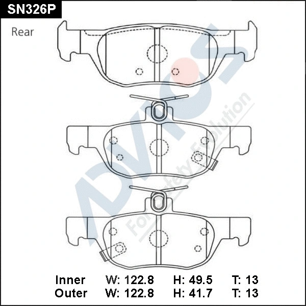 SN326P ADVICS Комплект тормозных колодок, дисковый тормоз (фото 1)