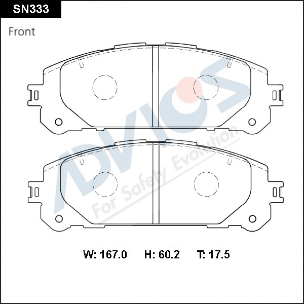 SN333 ADVICS Комплект тормозных колодок, дисковый тормоз (фото 1)