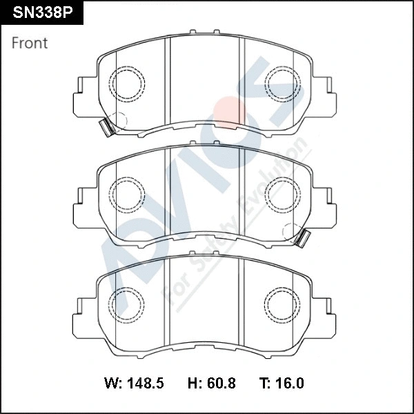 SN338P ADVICS Комплект тормозных колодок, дисковый тормоз (фото 1)