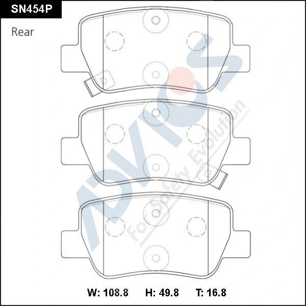 SN454P ADVICS Комплект тормозных колодок, дисковый тормоз (фото 1)