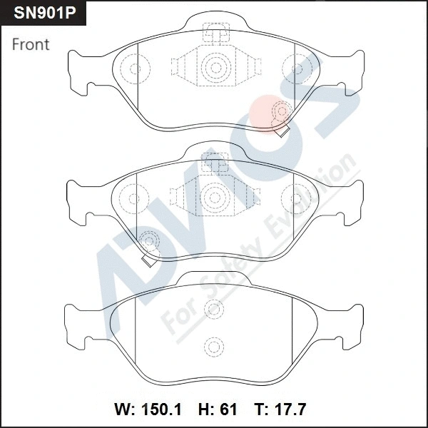 SN901P ADVICS Комплект тормозных колодок, дисковый тормоз (фото 1)
