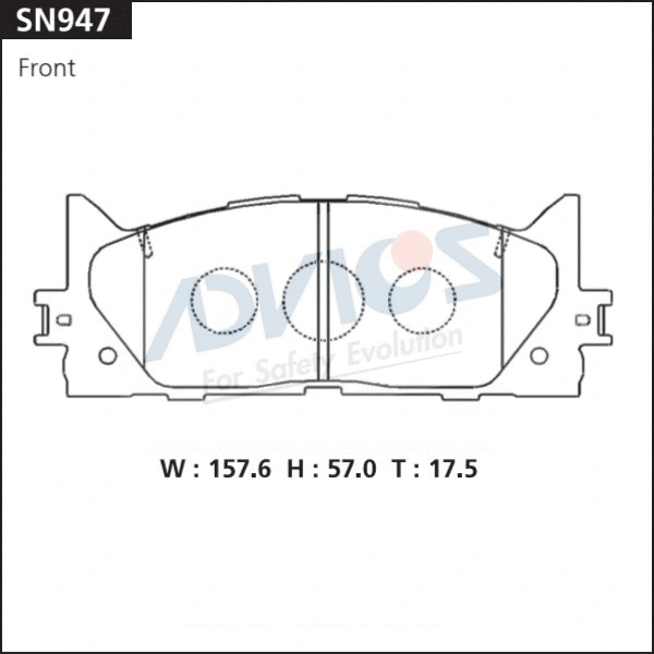 SN947 ADVICS Комплект тормозных колодок, дисковый тормоз (фото 2)