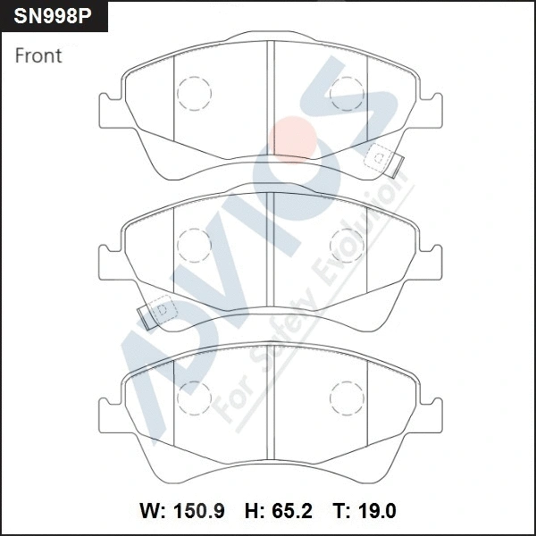 SN998P ADVICS Комплект тормозных колодок, дисковый тормоз (фото 1)