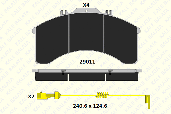 29011 250 14 KALE Комплект тормозных колодок, дисковый тормоз (фото 1)