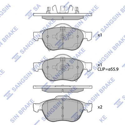 SP1574 HIQ Комплект тормозных колодок, дисковый тормоз (фото 1)