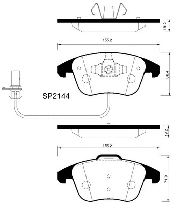 SP2144 HIQ Комплект тормозных колодок, дисковый тормоз (фото 1)