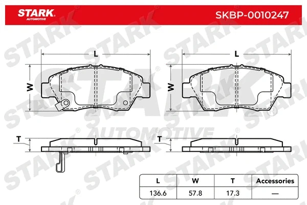 SKBP-0010247 Stark Комплект тормозных колодок, дисковый тормоз (фото 2)