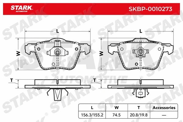SKBP-0010273 Stark Комплект тормозных колодок, дисковый тормоз (фото 1)