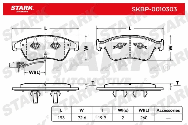 SKBP-0010303 Stark Комплект тормозных колодок, дисковый тормоз (фото 2)