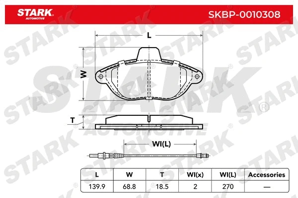 SKBP-0010308 Stark Комплект тормозных колодок, дисковый тормоз (фото 2)