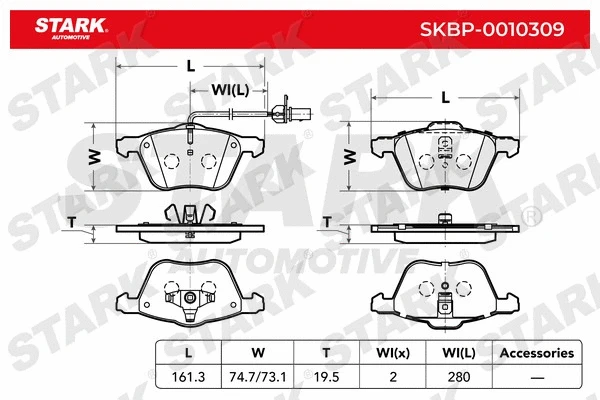 SKBP-0010309 Stark Комплект тормозных колодок, дисковый тормоз (фото 1)