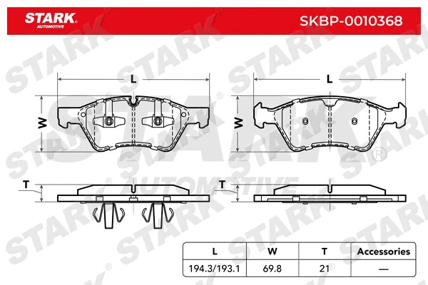 SKBP-0010368 Stark Комплект тормозных колодок, дисковый тормоз (фото 2)