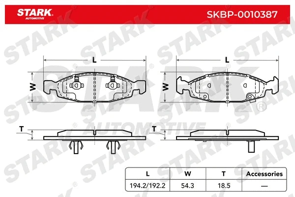 SKBP-0010387 Stark Комплект тормозных колодок, дисковый тормоз (фото 2)