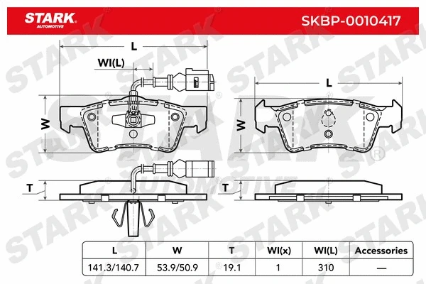 SKBP-0010417 Stark Комплект тормозных колодок, дисковый тормоз (фото 2)