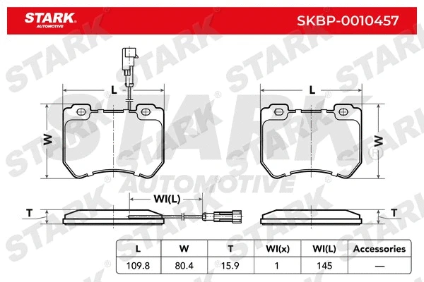 SKBP-0010457 Stark Комплект тормозных колодок, дисковый тормоз (фото 2)