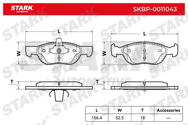 SKBP-0011043 Stark Комплект тормозных колодок, дисковый тормоз (фото 2)
