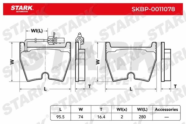 SKBP-0011078 Stark Комплект тормозных колодок, дисковый тормоз (фото 2)