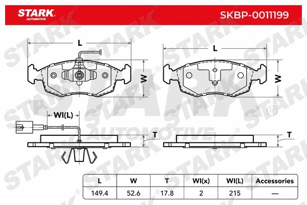 SKBP-0011199 Stark Комплект тормозных колодок, дисковый тормоз (фото 2)