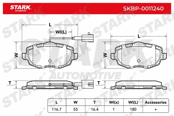 SKBP-0011240 Stark Комплект тормозных колодок, дисковый тормоз (фото 1)