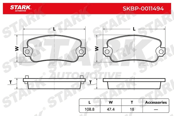 SKBP-0011494 Stark Комплект тормозных колодок, дисковый тормоз (фото 1)