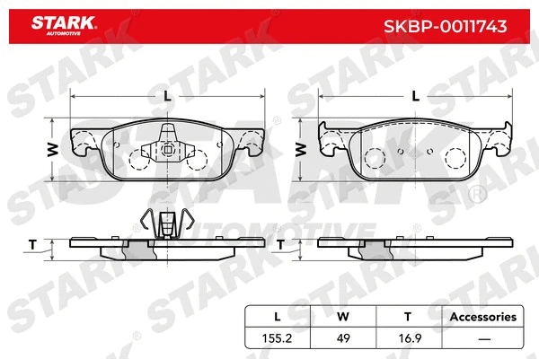 SKBP-0011743 Stark Комплект тормозных колодок, дисковый тормоз (фото 1)