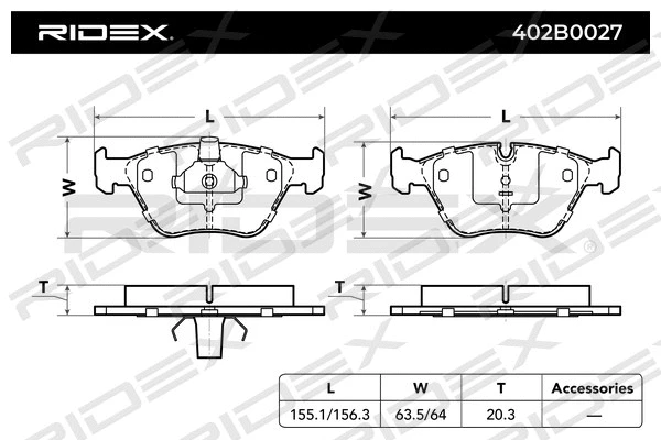 402B0027 RIDEX Комплект тормозных колодок, дисковый тормоз (фото 5)