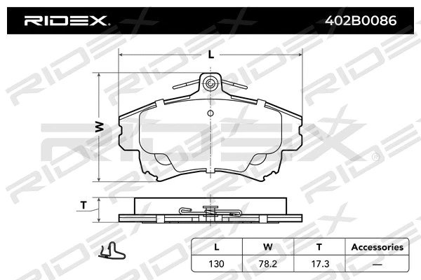 402B0086 RIDEX Комплект тормозных колодок, дисковый тормоз (фото 2)