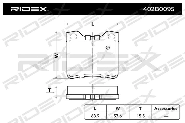 402B0095 RIDEX Комплект тормозных колодок, дисковый тормоз (фото 3)