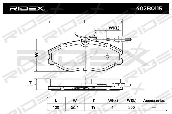 402B0115 RIDEX Комплект тормозных колодок, дисковый тормоз (фото 3)