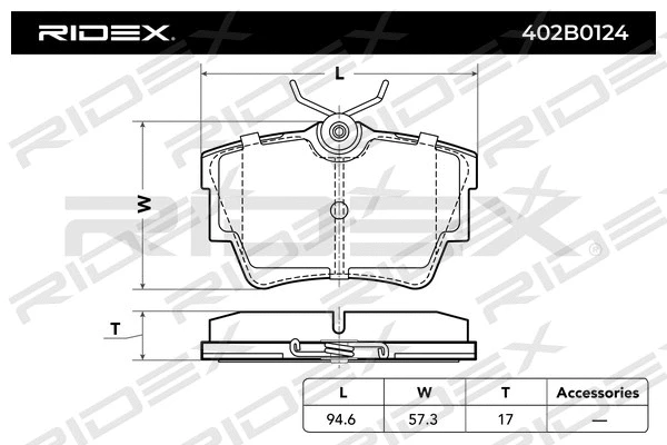402B0124 RIDEX Комплект тормозных колодок, дисковый тормоз (фото 3)