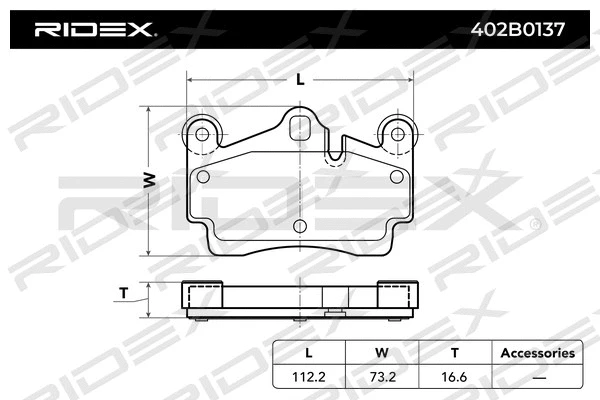 402B0137 RIDEX Комплект тормозных колодок, дисковый тормоз (фото 4)