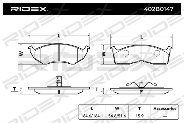 402B0147 RIDEX Комплект тормозных колодок, дисковый тормоз (фото 4)