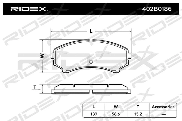 402B0186 RIDEX Комплект тормозных колодок, дисковый тормоз (фото 4)