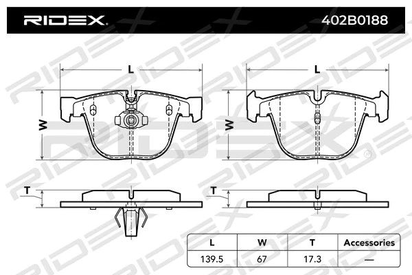 402B0188 RIDEX Комплект тормозных колодок, дисковый тормоз (фото 4)