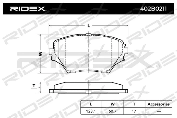 402B0211 RIDEX Комплект тормозных колодок, дисковый тормоз (фото 4)