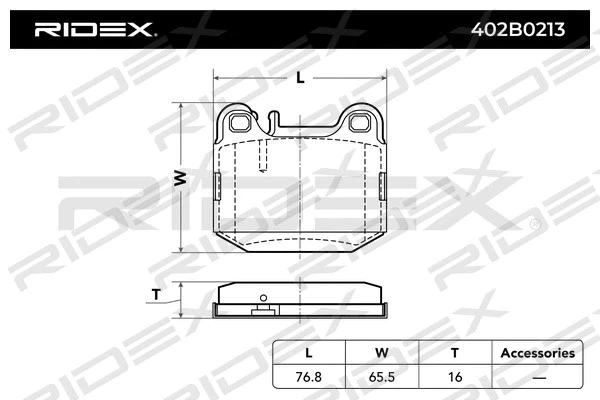 402B0213 RIDEX Комплект тормозных колодок, дисковый тормоз (фото 4)