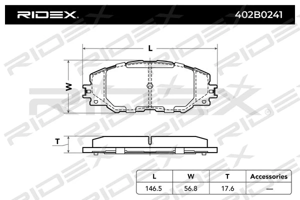 402B0241 RIDEX Комплект тормозных колодок, дисковый тормоз (фото 4)