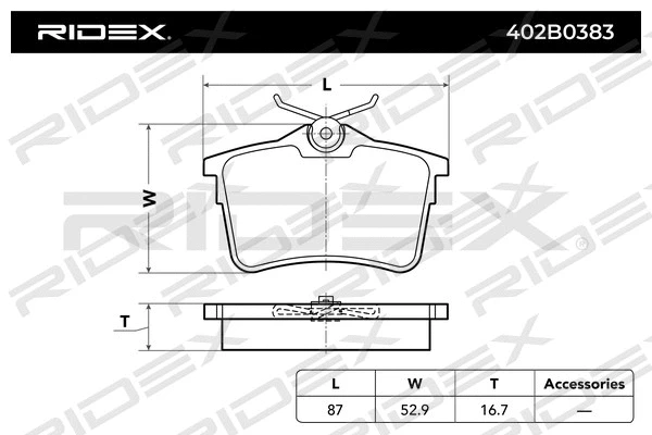 402B0383 RIDEX Комплект тормозных колодок, дисковый тормоз (фото 3)
