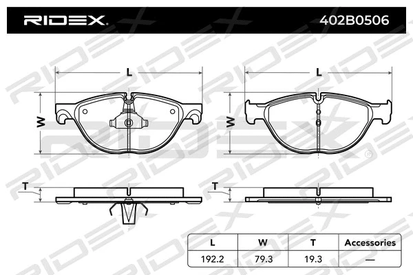 402B0506 RIDEX Комплект тормозных колодок, дисковый тормоз (фото 2)