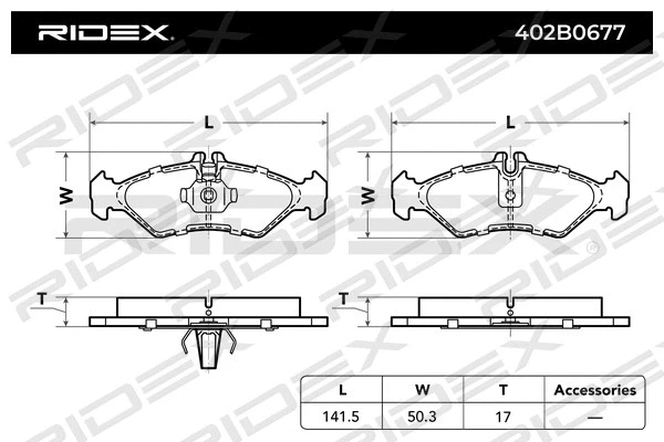 402B0677 RIDEX Комплект тормозных колодок, дисковый тормоз (фото 2)