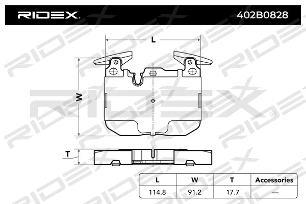 402B0828 RIDEX Комплект тормозных колодок, дисковый тормоз (фото 1)