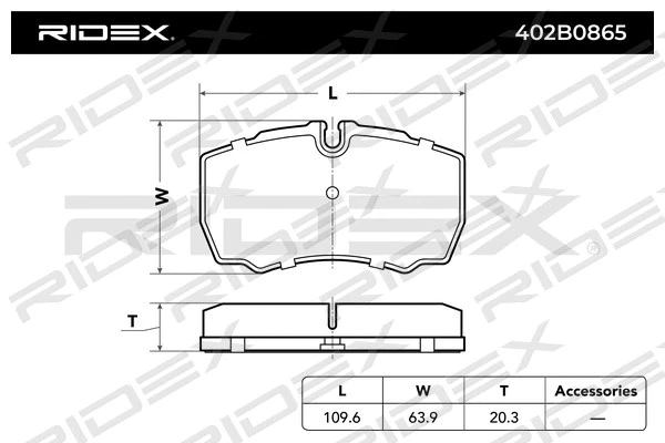 402B0865 RIDEX Комплект тормозных колодок, дисковый тормоз (фото 4)