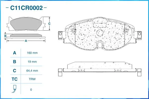 C11CR0002 CWORKS Комплект тормозных колодок, дисковый тормоз (фото 2)