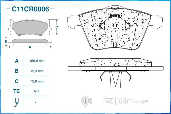 C11CR0006 CWORKS Комплект тормозных колодок, дисковый тормоз (фото 1)