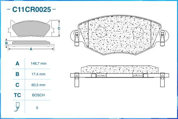 C11CR0025 CWORKS Комплект тормозных колодок, дисковый тормоз (фото 2)