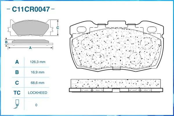 C11CR0047 CWORKS Комплект тормозных колодок, дисковый тормоз (фото 2)